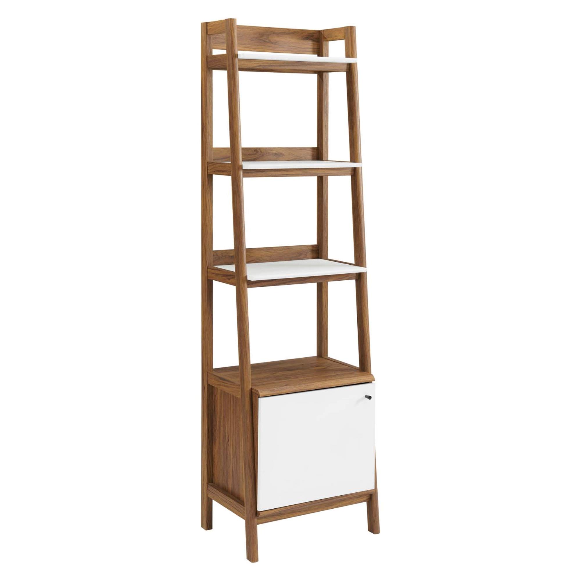 Ergode Bixby 21 Inch Walnut White Bookshelf - Modern Wooden Storage Shelf for Books, Decor & Display - Perfect for Living Room, Bedroom or Office Organization