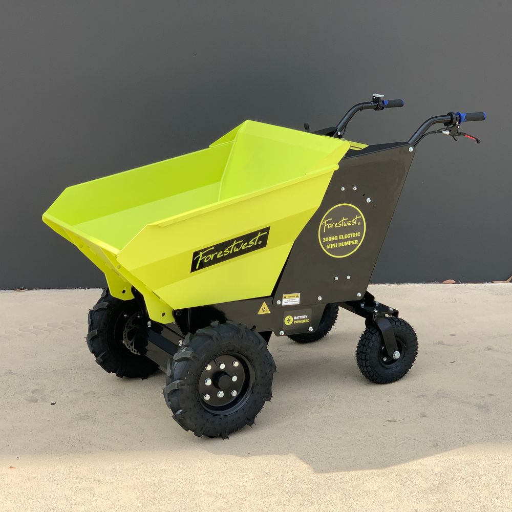 Forestwest 300KG Electric Wheelbarrow with Battery - Heavy Duty Automatic Dumping Mini Dumper for Construction, Gardening, and Landscaping Projects (Model BM11100)