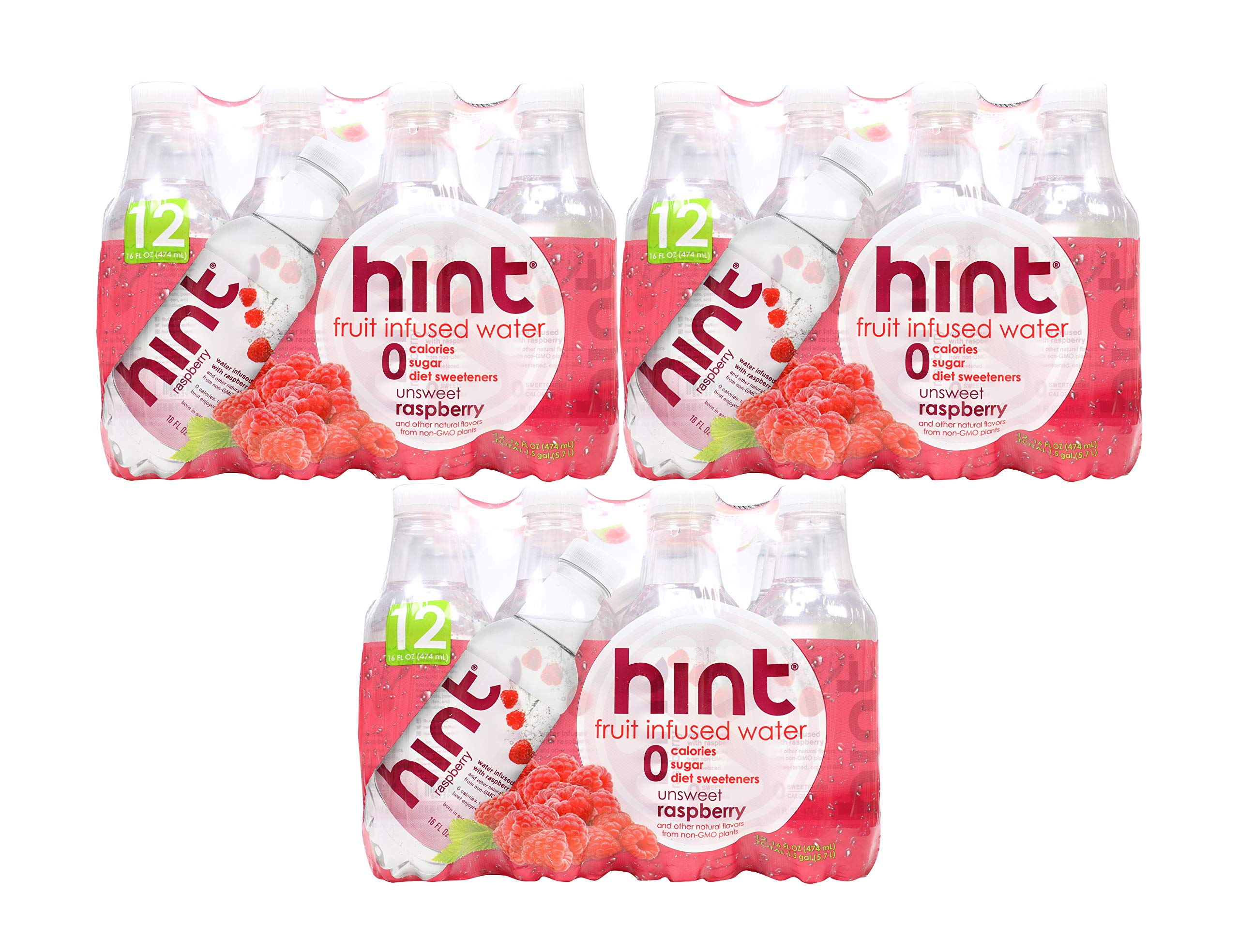 Hint Water Raspberry Infused Water - Pack of 36 (16oz Bottles) | Zero Sugar, Zero Calories, No Sweeteners or Preservatives | Refreshing Hydration for Workouts, Office & Healthy Lifestyle