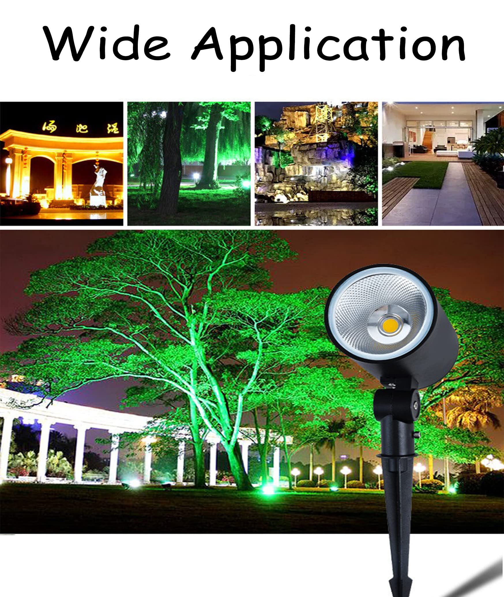 Kiven IP65 Waterproof LED Landscape Clamp Light - 5W Warm White Decorative Spotlight with Plug-in Cord & Timer for Indoor/Outdoor Use - Perfect for Yard, Garden, Step Lighting, Statue Accent & Lawn Illumination