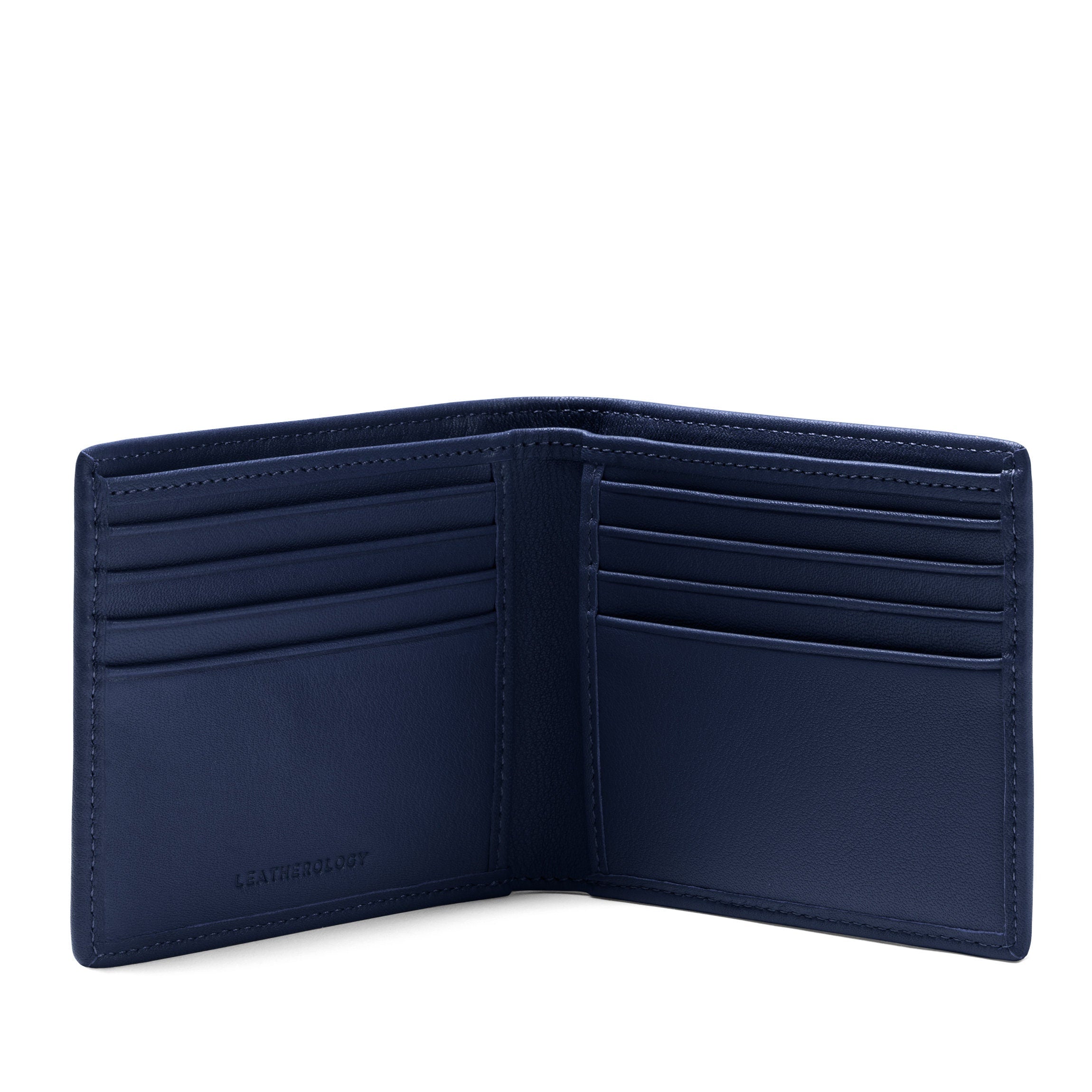 Premium Bifold Wallet for Men - Genuine Leather Navy Blue RFID Blocking - Slim Minimalist Design for Everyday Carry & Travel