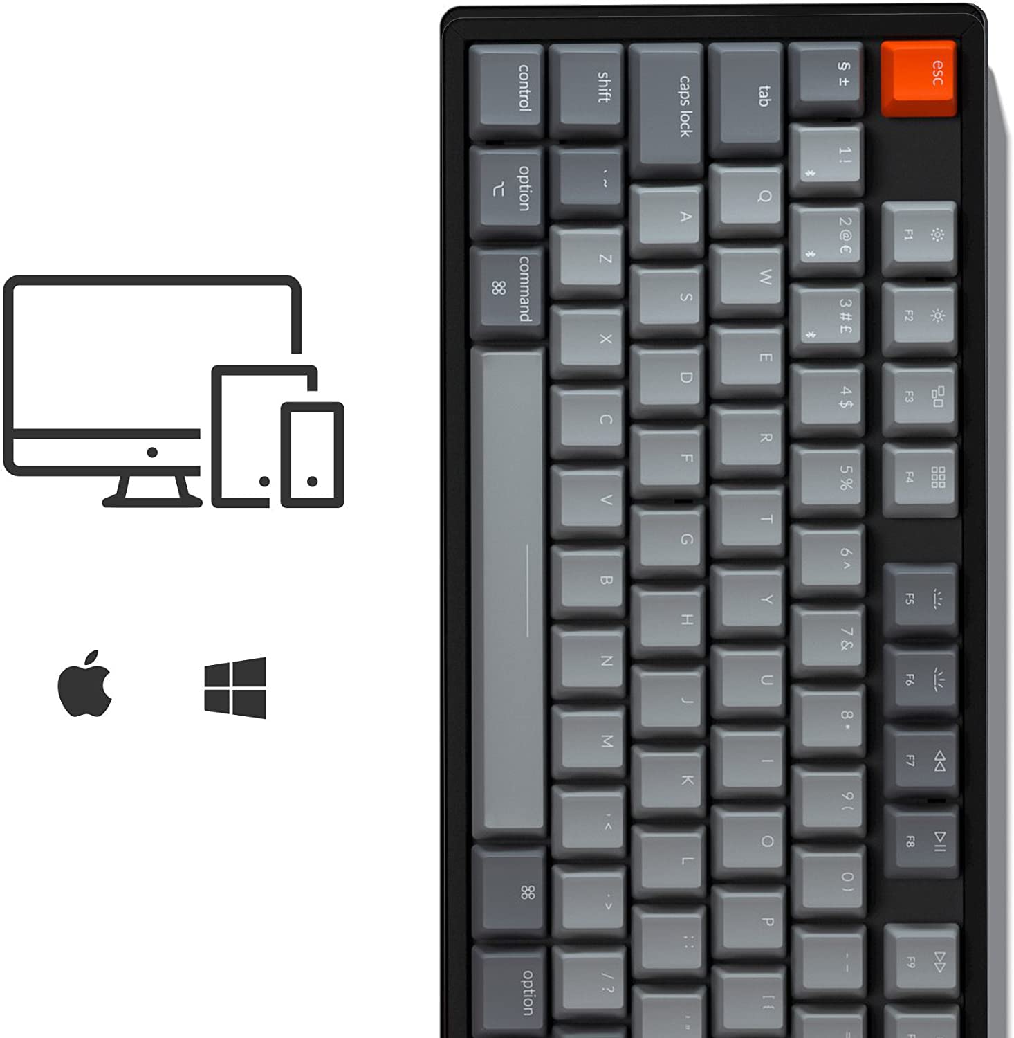 Keychron K8 Wireless Mechanical Keyboard for Mac & Windows - Tenkeyless Bluetooth ISO-UK Layout with RGB Backlight, Gateron Brown Switches & Aluminum Frame | Perfect for Gaming, Programming & Office Work