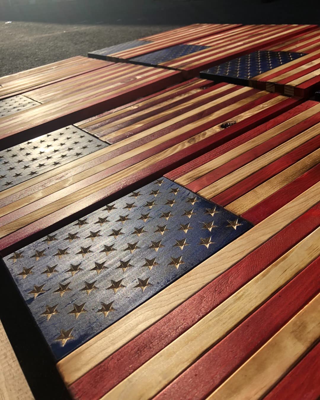 Flags of Valor Liberty Series Wooden American Flag - Handcrafted US Flag Wall Decor, Patriotic Home & Office Art, Made in USA by Veterans | Ready to Hang, Perfect for Man Cave, Living Room, Office & Patriotic Gifts (13x24 Inches, Medium Size)