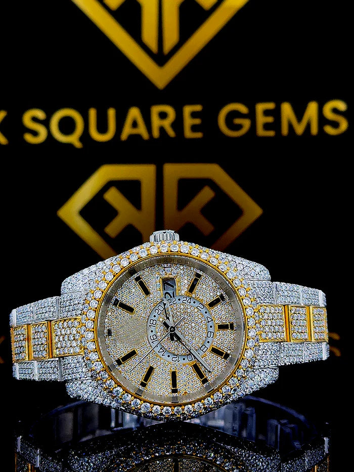 Luxury Moissanite Iced Out Men's Watch with Swiss Automatic Movement - Perfect for Formal Events, Parties & Gifting