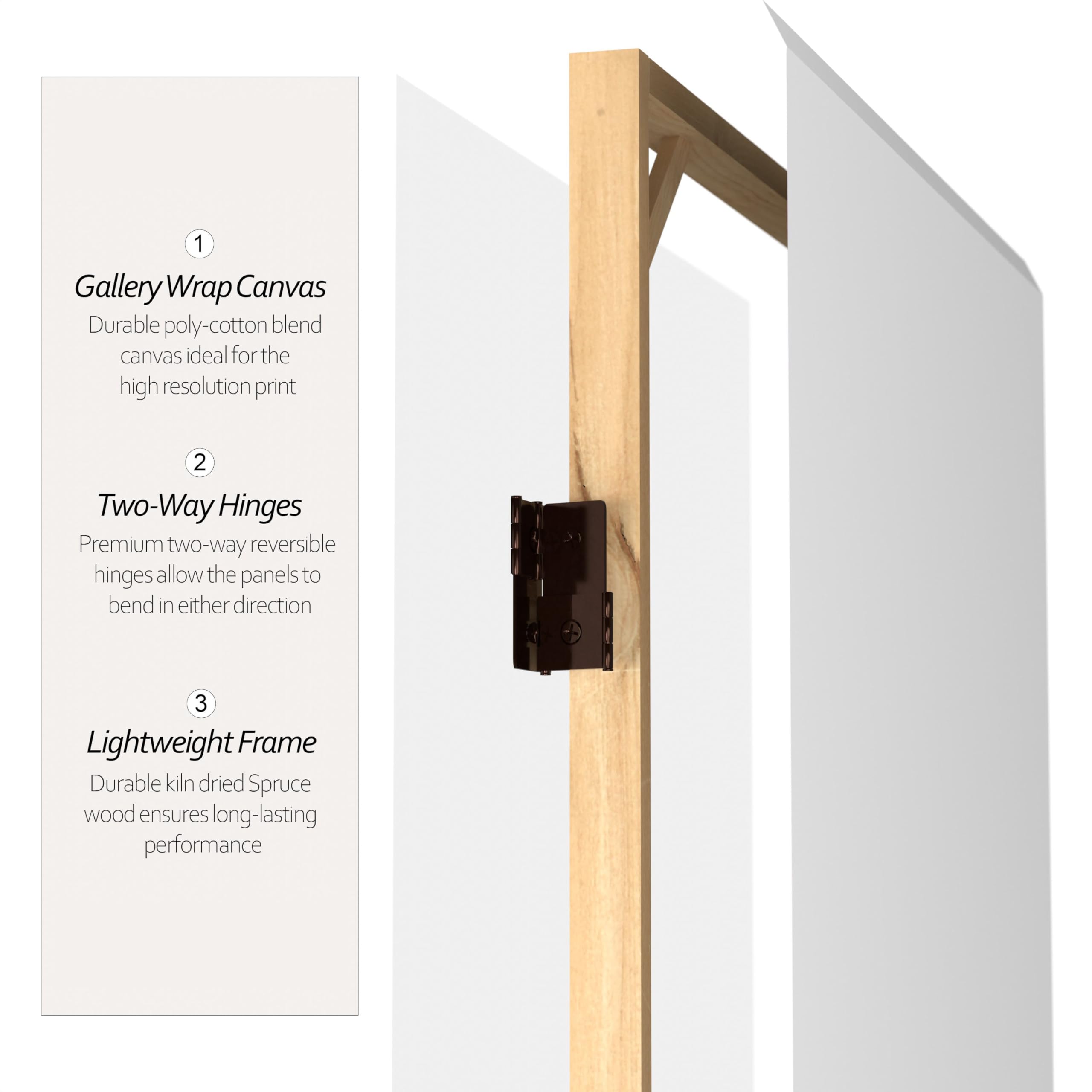 DIY 7ft Tall White Canvas Room Divider - 3 Panel Folding Privacy Screen for Home, Office & Events | Oriental Furniture
