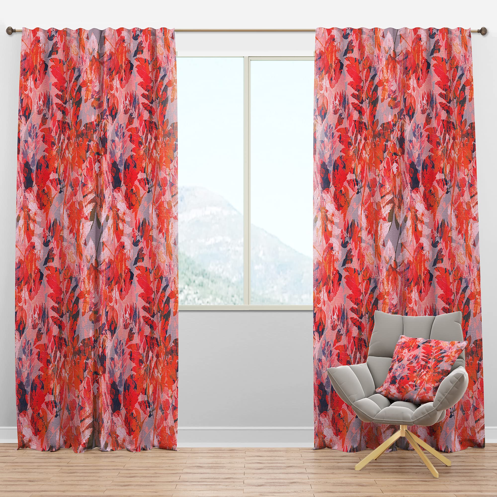 Blackout Curtains with Herbal Floral Leaf Design - Thermal Insulated Bedroom & Living Room Drapes - Single Panel 52x63 Inches - Perfect for Light Blocking, Privacy & Energy Efficiency