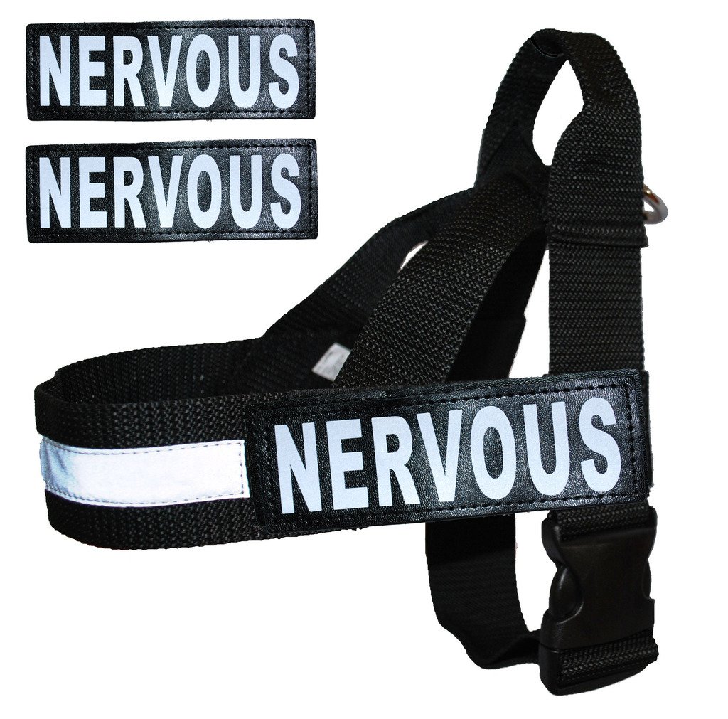 Nervous Service Dog Harness - No Pull Nylon Guide Assistance Vest with 2 Reflective Removable Patches | Perfect for Anxious Pets, Therapy Work & Public Outings | Measure Your Dog Before Ordering