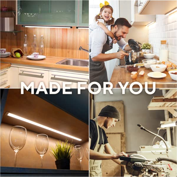 36 Inch Under Cabinet LED Lighting with Motion Sensor - Plug in or Hardwired for Kitchen, Closet & Wardrobe (Cold White) | Perfect for Task Lighting, Accent Illumination & Energy-Efficient Home Decor