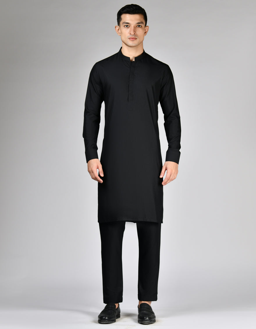 Premium Blended Black Unstitched Fabric by J. Junaid Jamshed - Perfect for Custom Tailoring, Formal Wear & Special Occasions