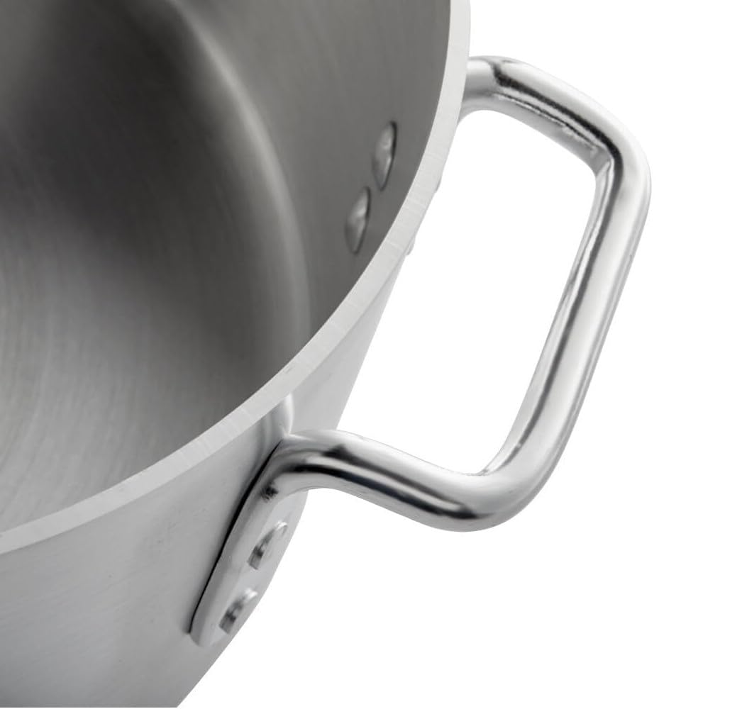 Soro Essentials 15 Quart Aluminum Brazier with Riveted Handles - 4mm Thick Medium Weight Cookware Pot for Roasting, Sauteing, Searing & Pan Frying - Perfect for Home Kitchen, Restaurant & Outdoor Cooking