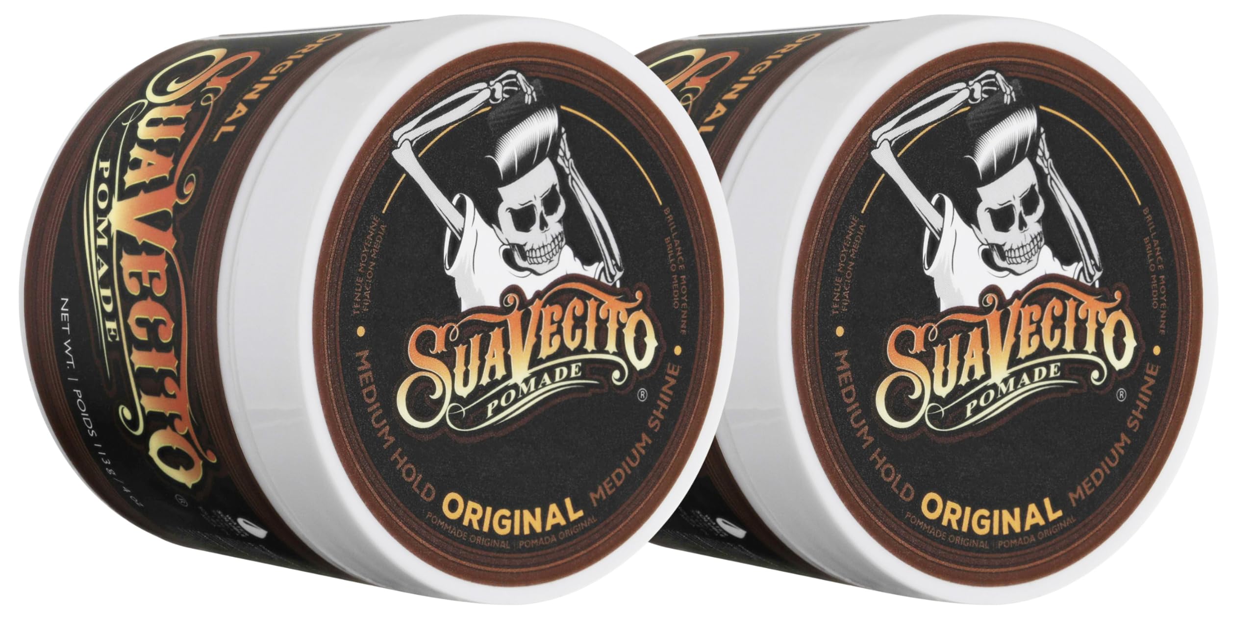 Suavecito Pomade for Men - Medium Hold & Shine, Water-Based Hair Styling Wax (4 oz) - No Flaking, All-Day Hold, Easy Wash Out - Perfect for Classic, Slick Back & Pompadour Hairstyles