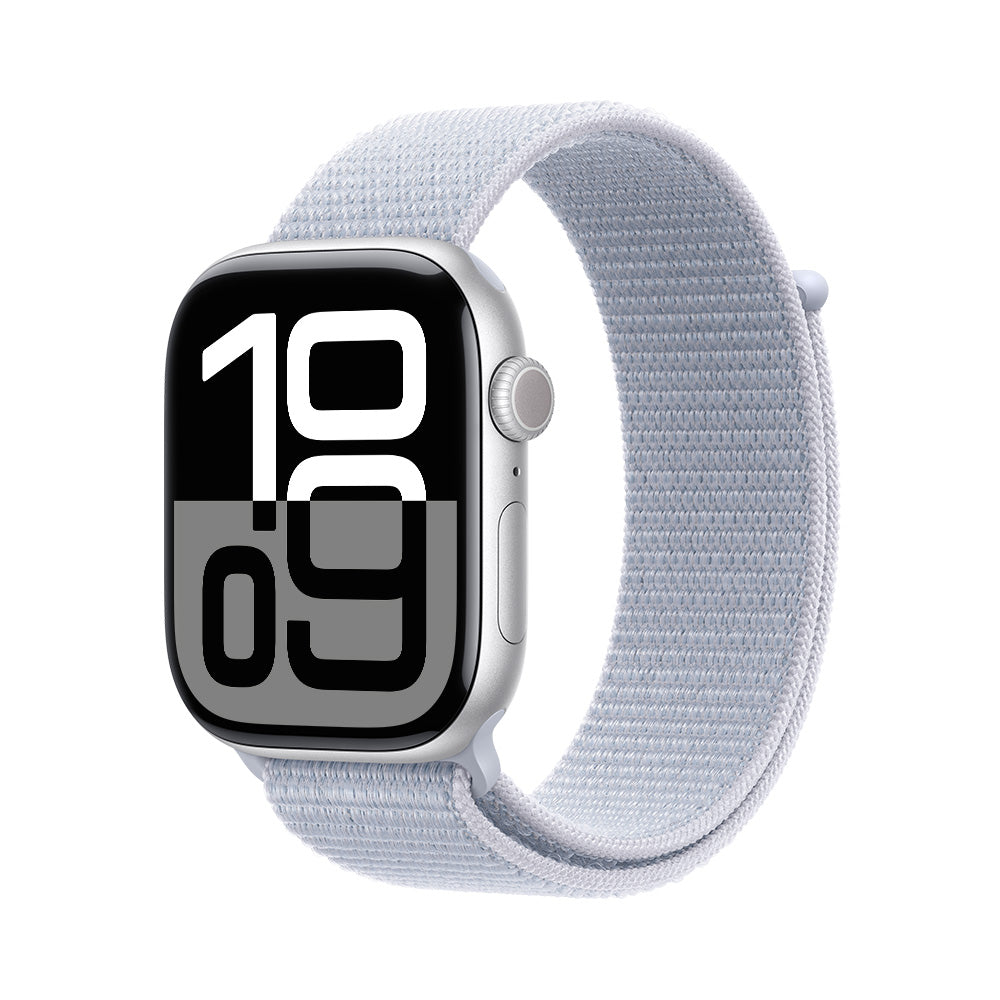Apple Watch Series 10 GPS 46mm Silver Aluminum Case with Cloud Blue Sport Band - Perfect for Fitness Tracking, Running & Everyday Smartwatch Use