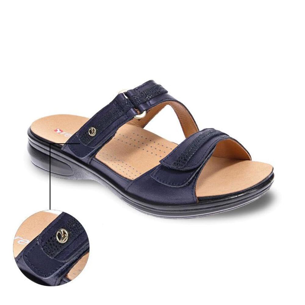 Revere Rio Women's Slide Sandals - Premium Leather Comfort Sandals with Arch Support & Adjustable Straps | Perfect for Beach, Pool, and Summer Casual Wear