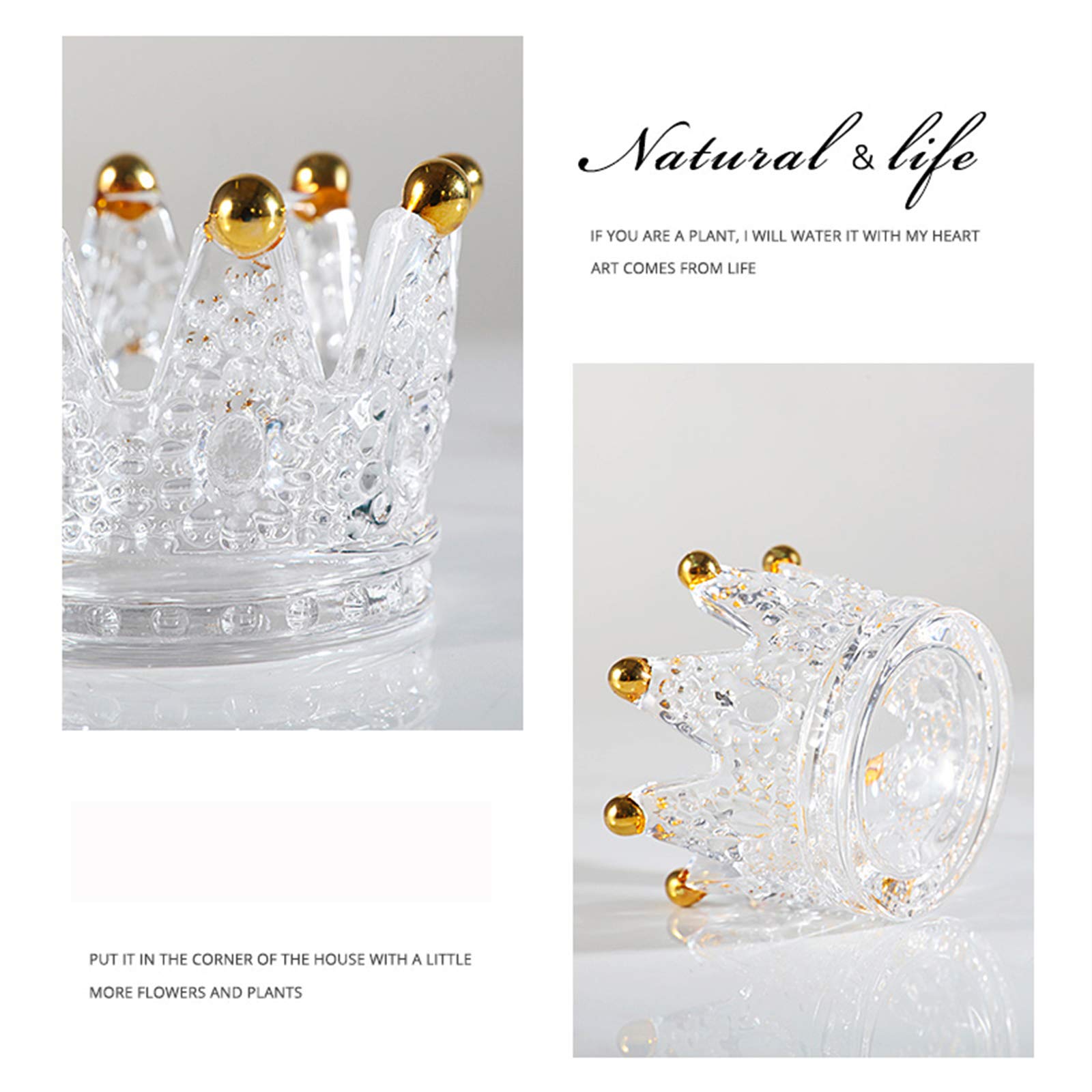 6PCS Golden Crown Votive Candle Holders - Elegant Tea Light Candlesticks & Jewelry Ring Holders for Wedding Decor, Party Centerpieces, Home Tabletop Decorations, Royal Theme Events & Gift Giving