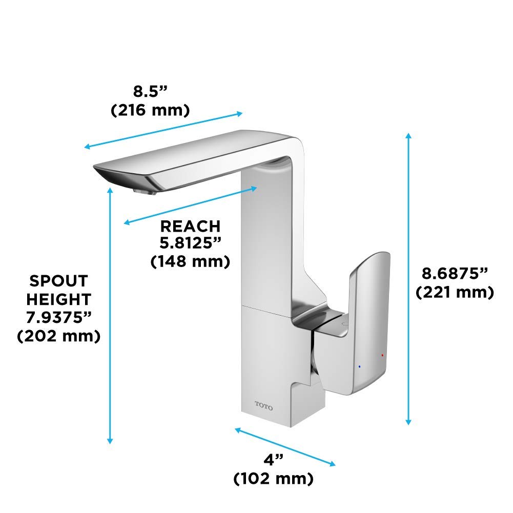 TOTO TLG02309U#CP Polished Chrome Bathroom Faucet - Modern Waterfall Spout Design for Sink & Vanity - Perfect for Home, Hotel & Spa Bathroom Renovations