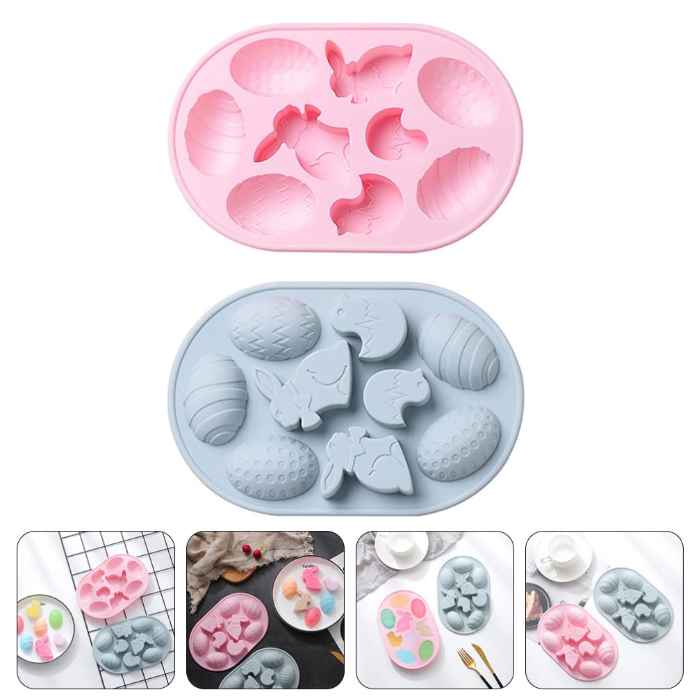 2pcs Bunny Shaped Silicone Cake Molds for DIY Baking - Egg Design Chocolate & Cake Molds - Creative Baking Supplies for Easter, Birthdays & Party Decorations