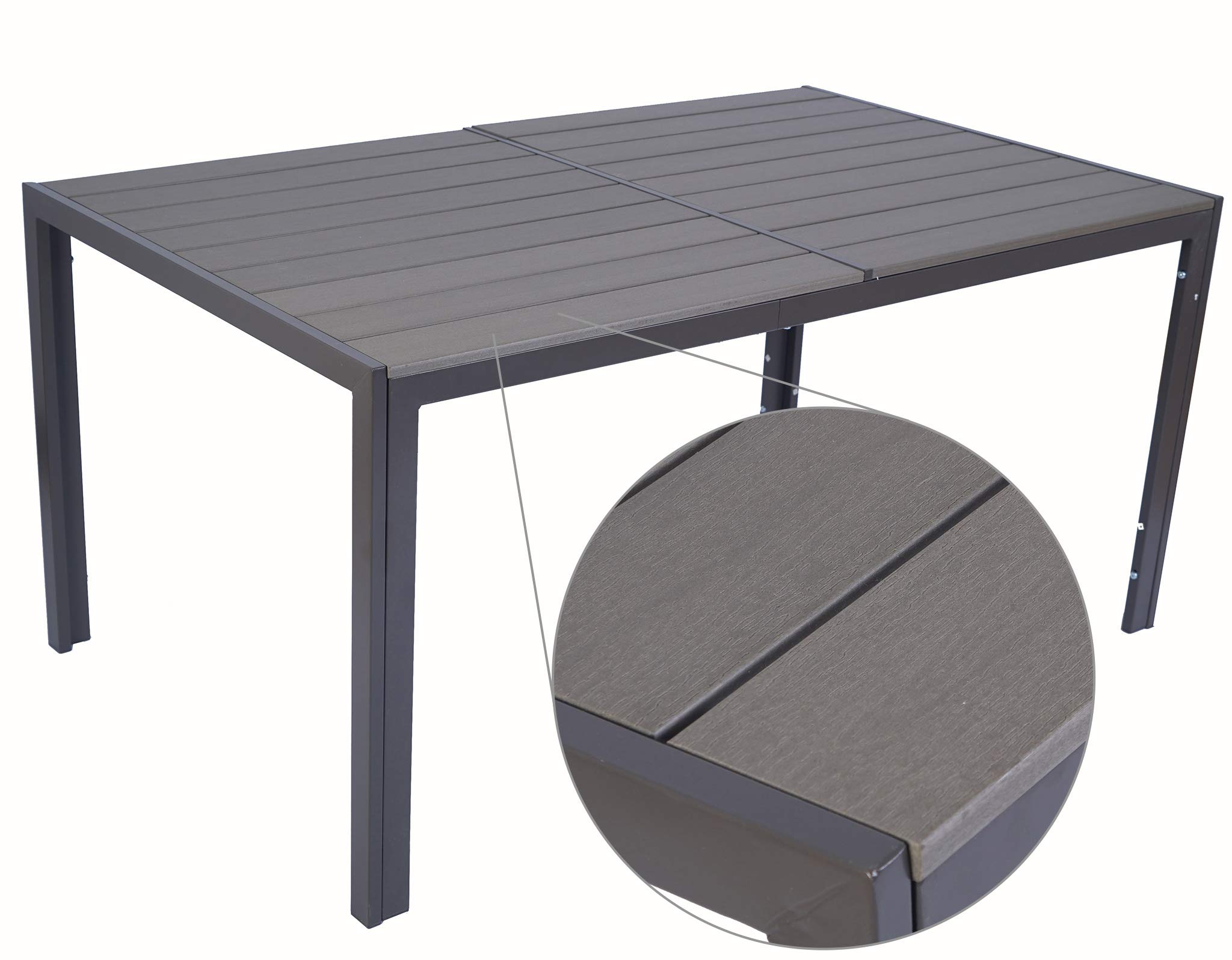 Kozyard 35.6'x58.9' Rectangle Outdoor Patio Dining Table with Wood-Like Laminate Top - Seats 6, Perfect for Porch, Deck, Garden & Indoor Use (Brown)