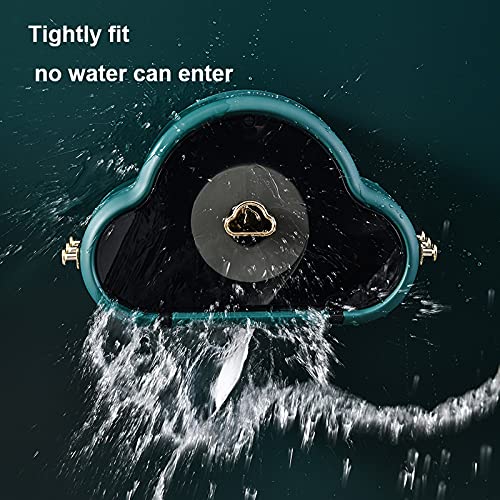 Wall Mounted Toilet Paper Holder - Punch-Free Installation, Waterproof Tissue Dispenser with Side Hooks for Bathroom, Kitchen & Living Room | Space-Saving Storage Solution (Green)