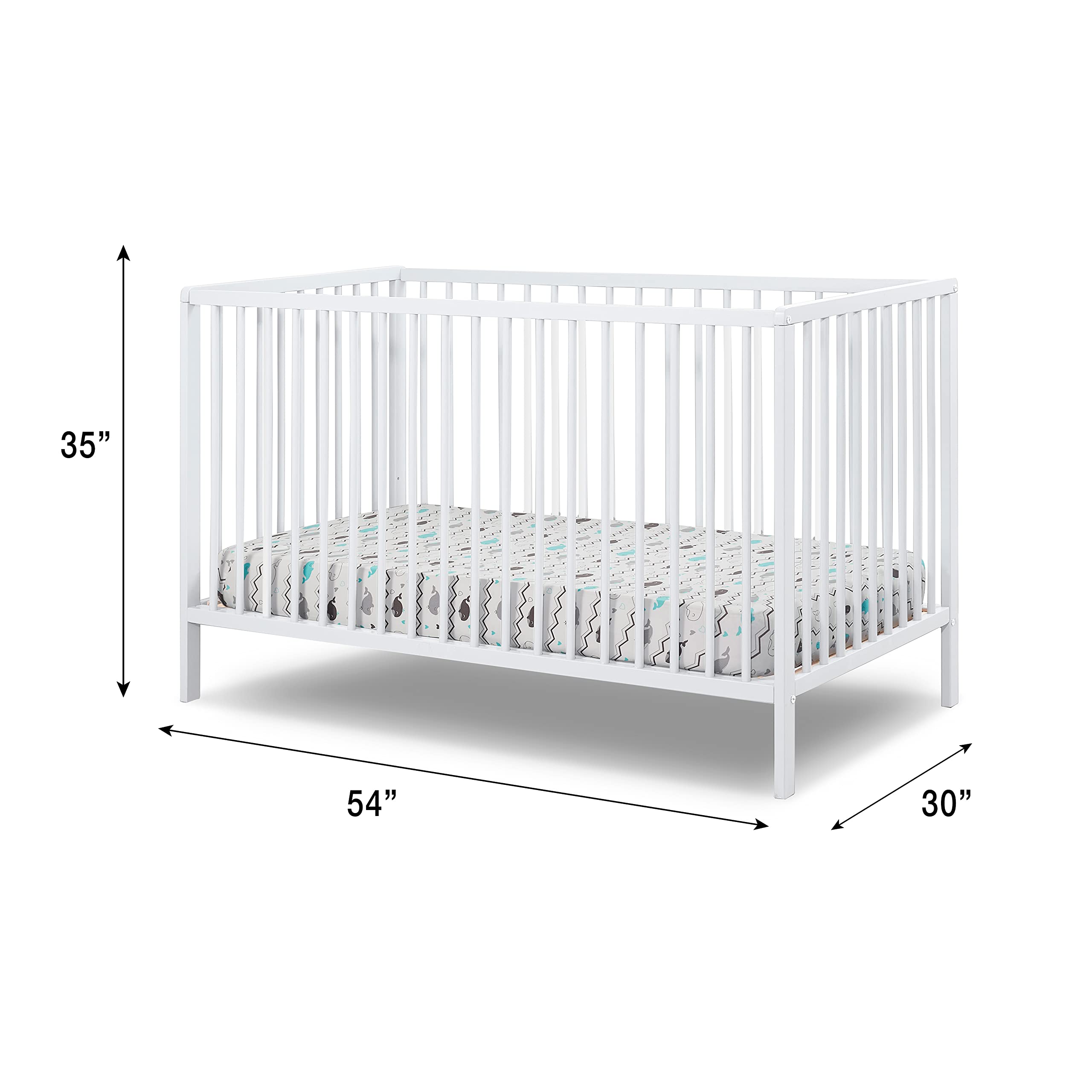 Sorelle Furniture Happy Crib 3-in-1 Convertible Crib - Sustainable Beech Wood Baby Bed, Toddler Bed & Daybed - Modern Nursery Furniture (White) | Perfect for Newborns, Infants & Growing Kids in Cozy Bedrooms