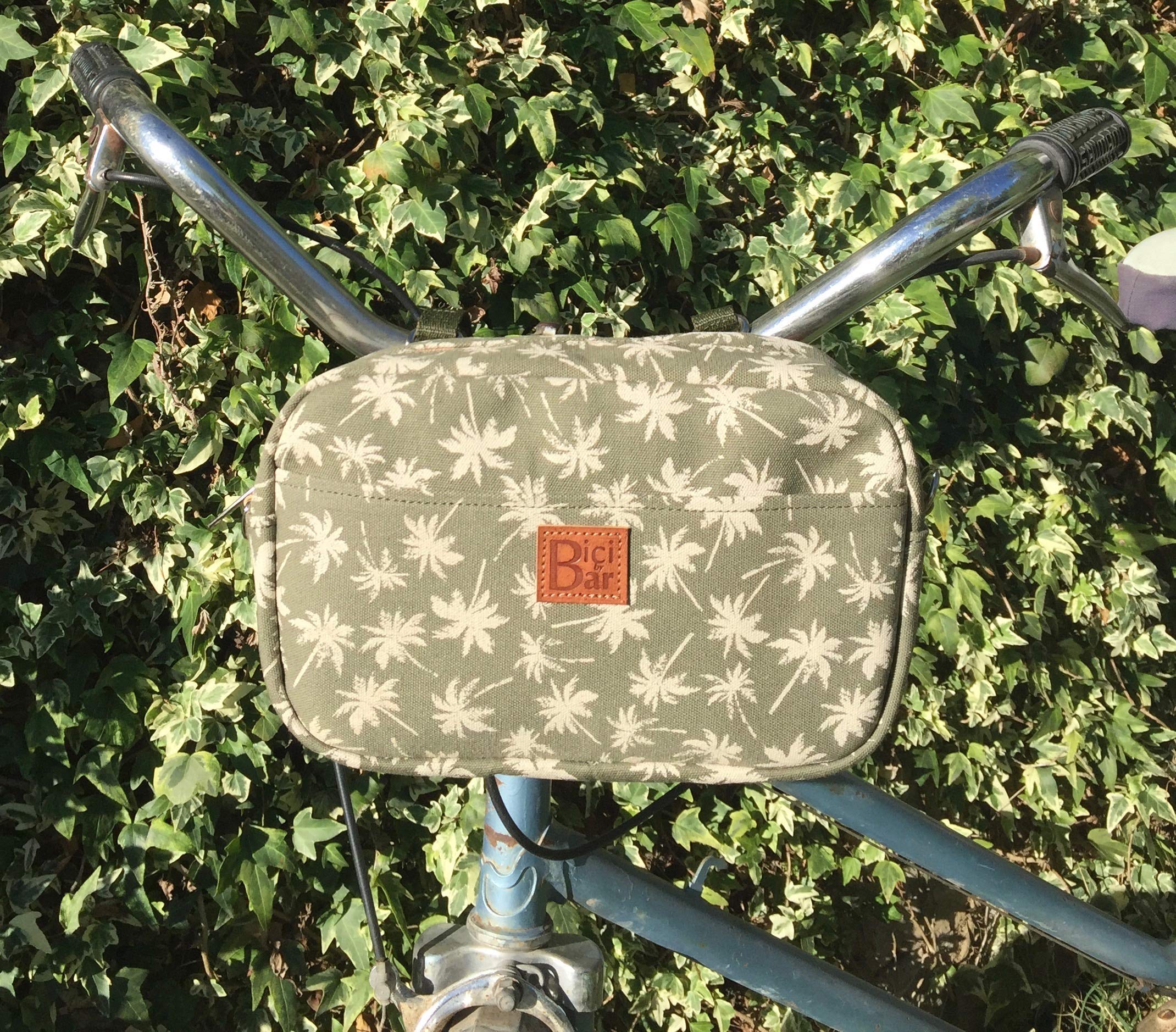Durable Cotton Canvas Bicycle Handlebar Bag - Convertible to Crossbody Bag for Cycling, Commuting & Outdoor Adventures | Palms Bike Pack Front Handlebar Storage