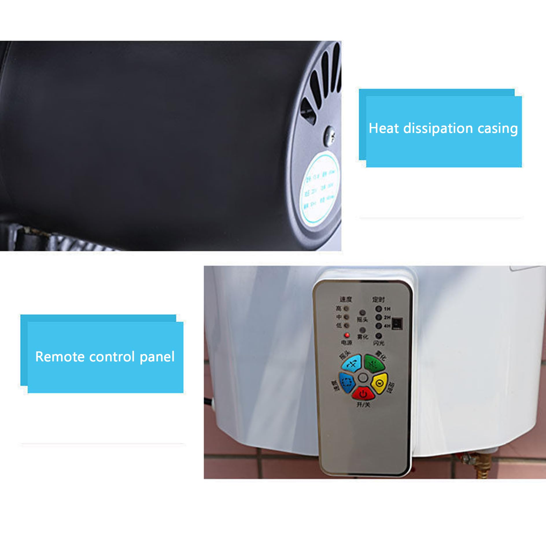 Oscillating Misting Fan with Humidifier - 3-Speed Industrial Cooling Fan with Timer & Remote Control, Wall Mountable for Home, Office, and Commercial Use | Perfect for Patio, Warehouse, and Outdoor Events