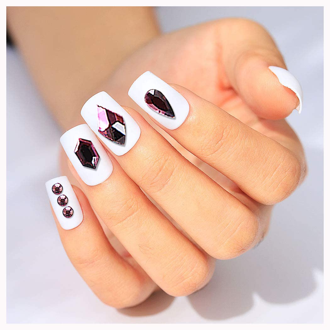 WOKOTO 2 Box Flat Back Navy Blue & Claret Red Nail Rhinestones - 1000pcs Nail Art Crystals with Rhinestone Picker Pencil for Nail Decoration, DIY Manicure, Nail Art Designs & Professional Salon Use