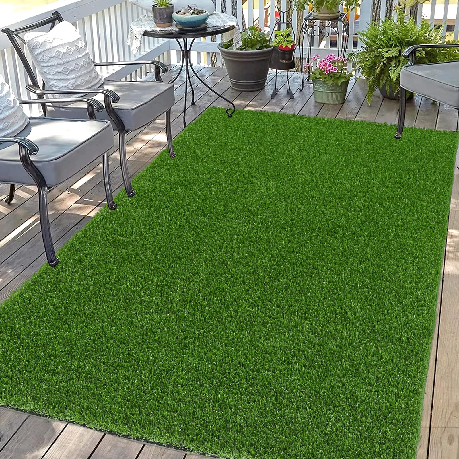 Bsmathom 4x6Ft Artificial Grass Rug - Indoor Outdoor Synthetic Turf Mat with Drainage Holes for Patio, Balcony, Garden, Lawn & Landscape - Perfect for Home Decor, Pet Areas & Play Spaces