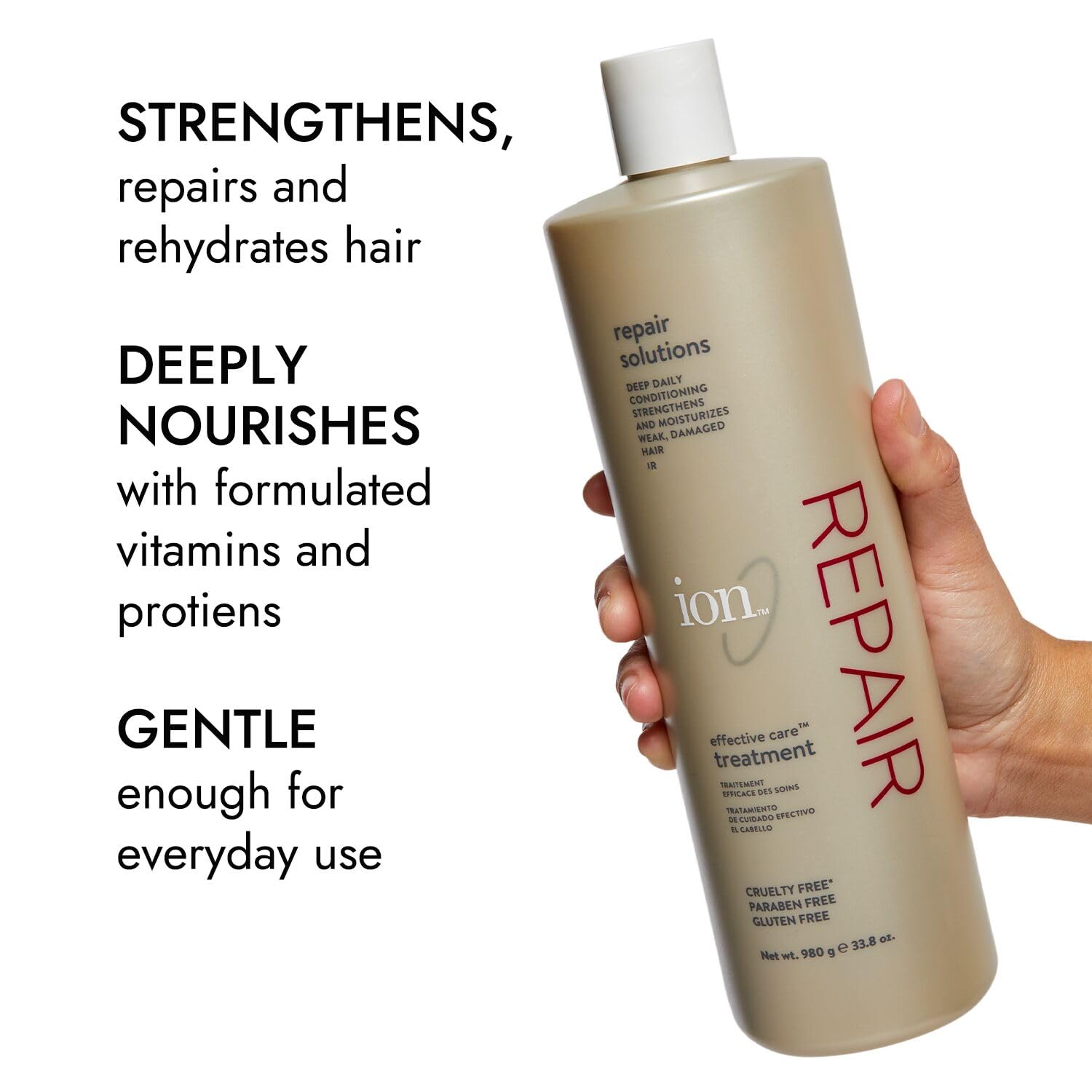 Ion Effective Care Treatment 33.8 oz (1 Liter) - Deep Conditioning Hair Mask for Dry, Damaged Hair - Salon Quality Treatment at Home