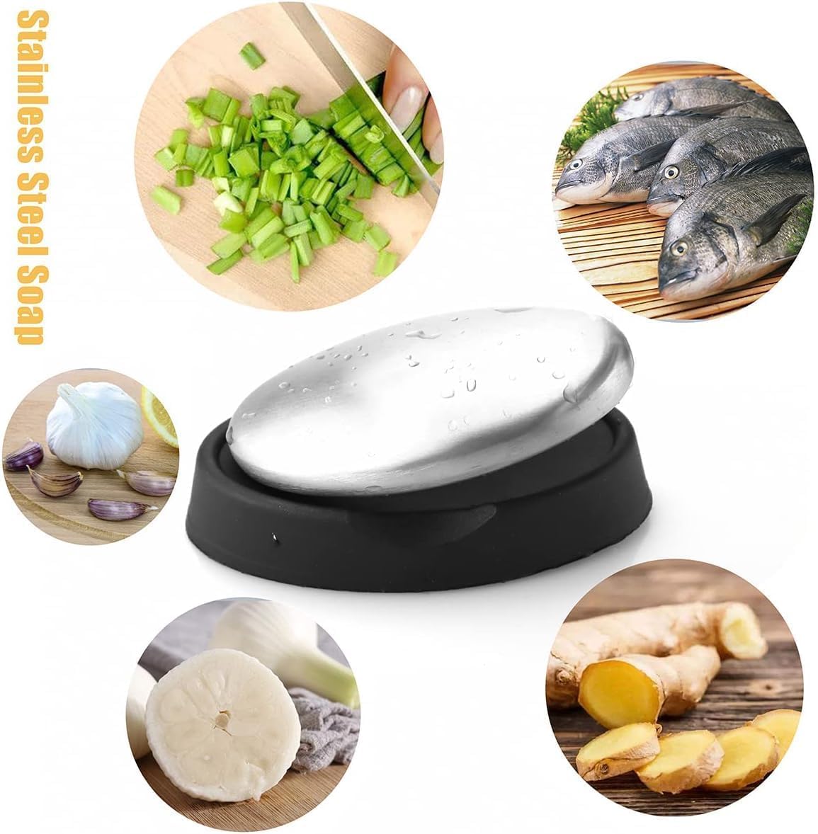 Stainless Steel Soap Bar for Hand Odor Removal - Eliminates Fish, Garlic & Kitchen Smells - Durable Odor Neutralizer for Cooking & Food Prep (1 Pack) - Perfect for Chefs, Fishermen & Home Cooks