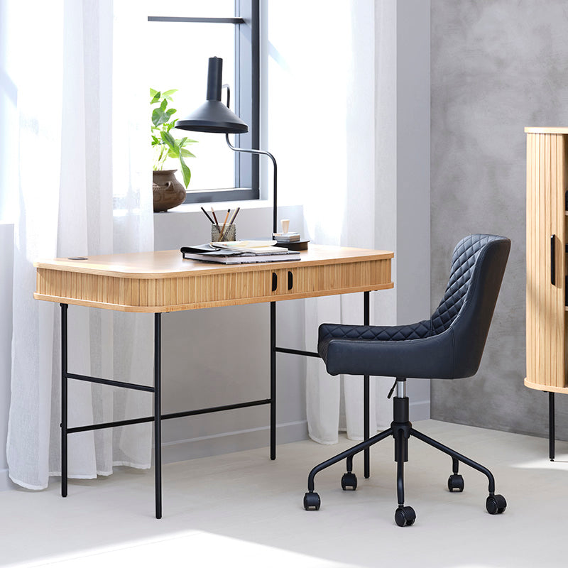 NOLA 47-Inch Study Desk - Solid Oak Wood Writing Desk for Home Office, Dorm Room, or Study Space - Perfect for Remote Work and Online Learning