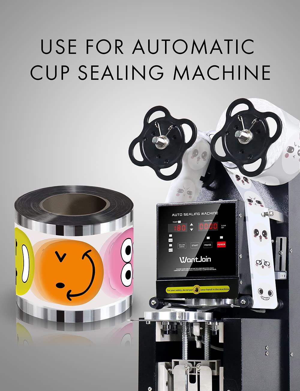WantJoin 90-105mm Cup Sealing Film - 3000 Pack Heat Seal Lids for PP Plastic & Paper Cups - Perfect for Bubble Tea, Iced Coffee, and Takeaway Drinks