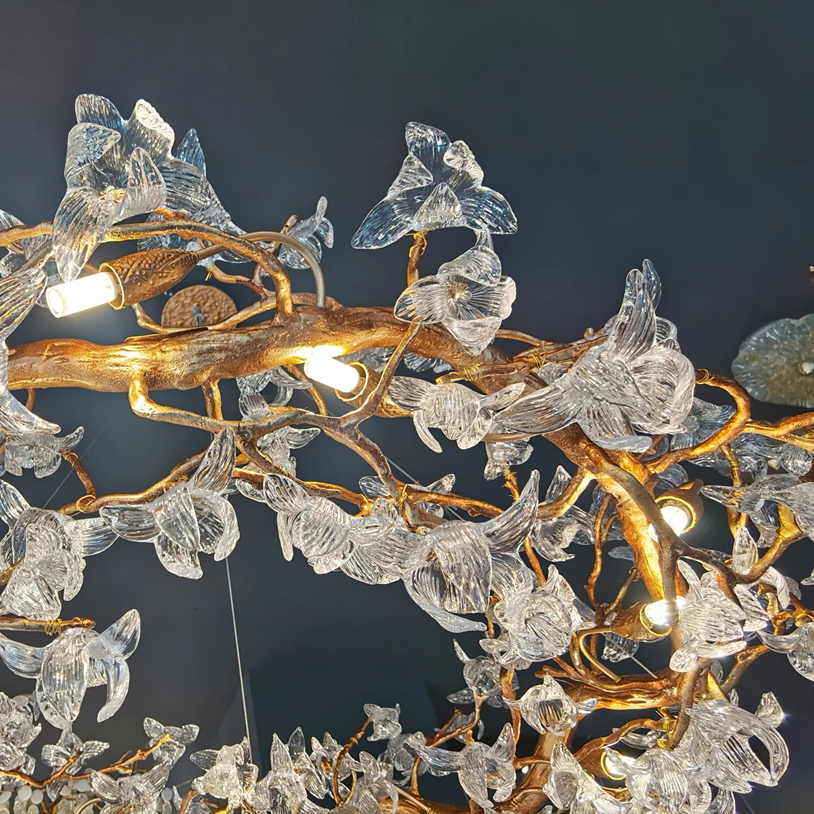 Petala Crystal Round Chandelier - Elegant Ceiling Light Fixture for Dining Room, Bedroom & Living Room | Modern Home Decor Lighting | Dimmable LED Chandelier for Wedding & Luxury Interior Design