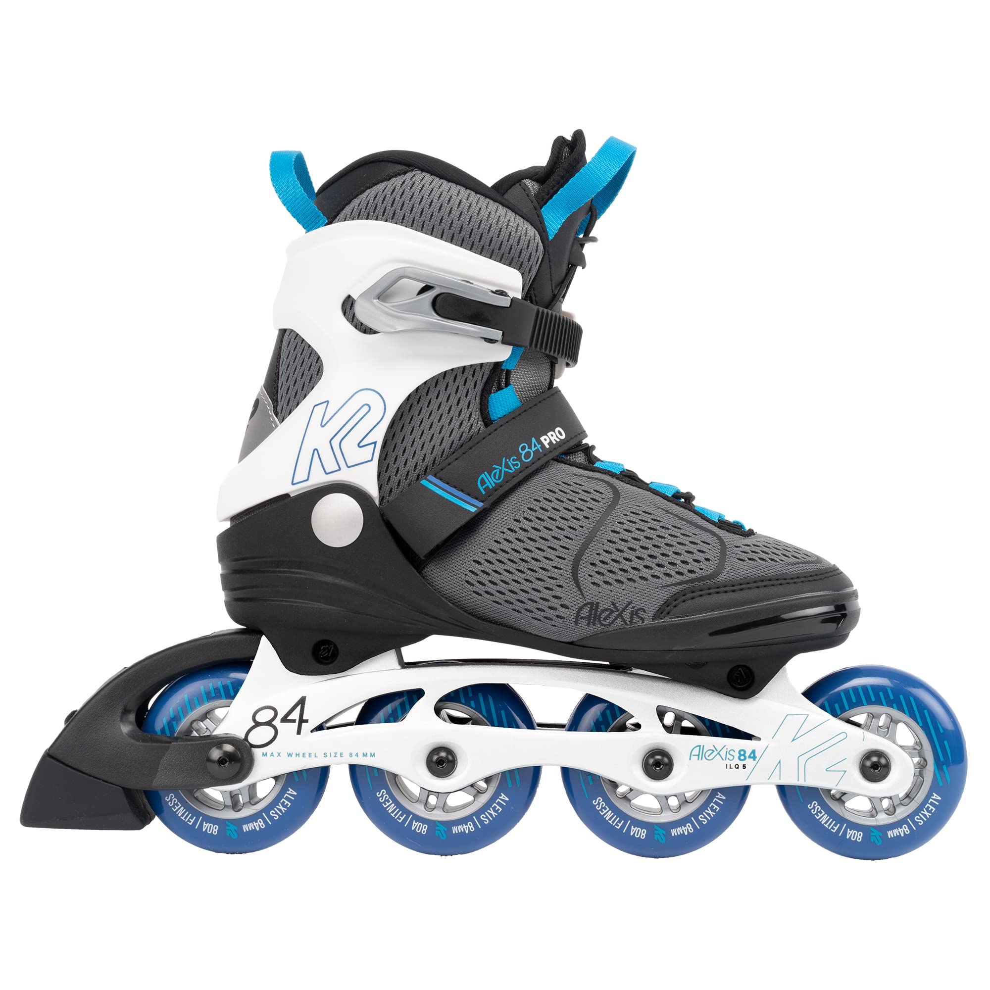 K2 Alexis 84 Pro Gray-Blue Women's Inline Skates - Comfortable & Durable Rollerblades for Fitness, Outdoor Recreation & Urban Skating