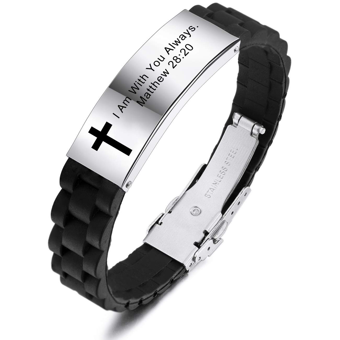 Inspirational Christian Cross Bracelets with Bible Verses - Adjustable Silicone ID Wristbands for Men & Women - Faith-Based Religious Gifts in 2 Colors (Ideal for Church, Bible Study & Daily Encouragement)