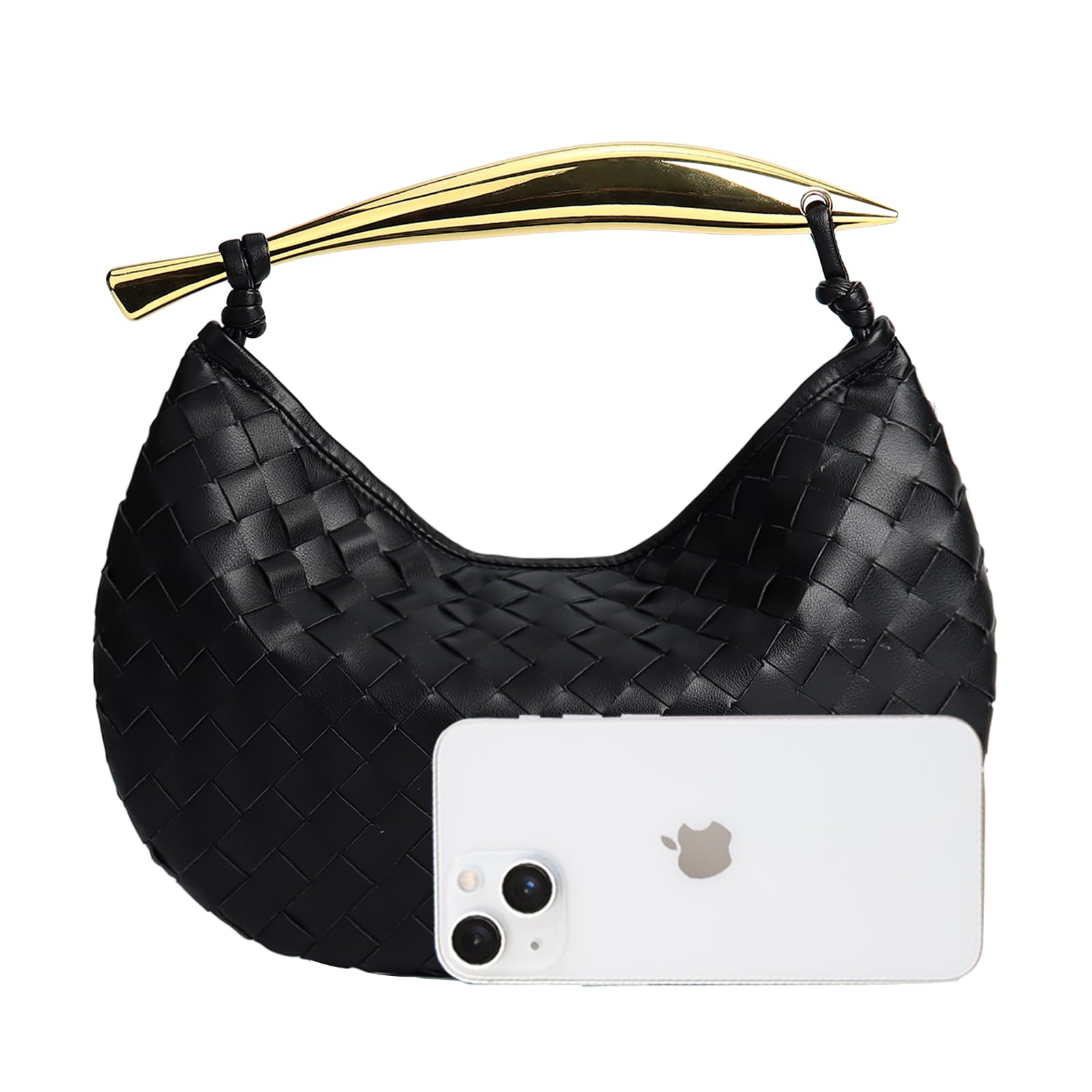 FEOFFS Women's Woven Leather Hobo Bag - Stylish Knotted Woven Clutch Purse for Dinner, Party & Evening Events | Durable Crossbody Handbag for Daily Use & Special Occasions