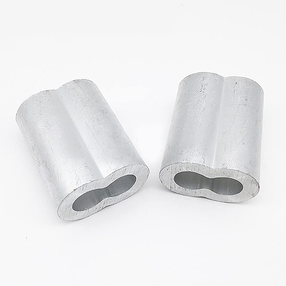 Aluminum Crimp Loop Rope Clamps - 1-100pcs Wire Rope Sleeves for Outdoor & Marine Use
