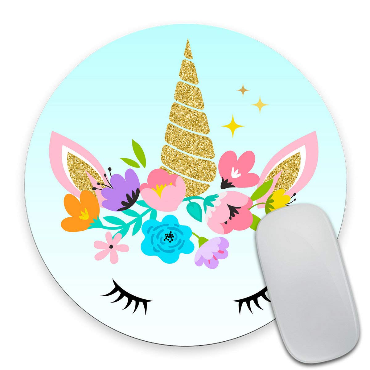 Cute Unicorn Round Mouse Pad - Soft Non-Slip Gaming & Office Desk Mat - Perfect Gift for Teachers, Students & Coworkers - Great for Home Office, Gaming Setup & Workstation Accessories