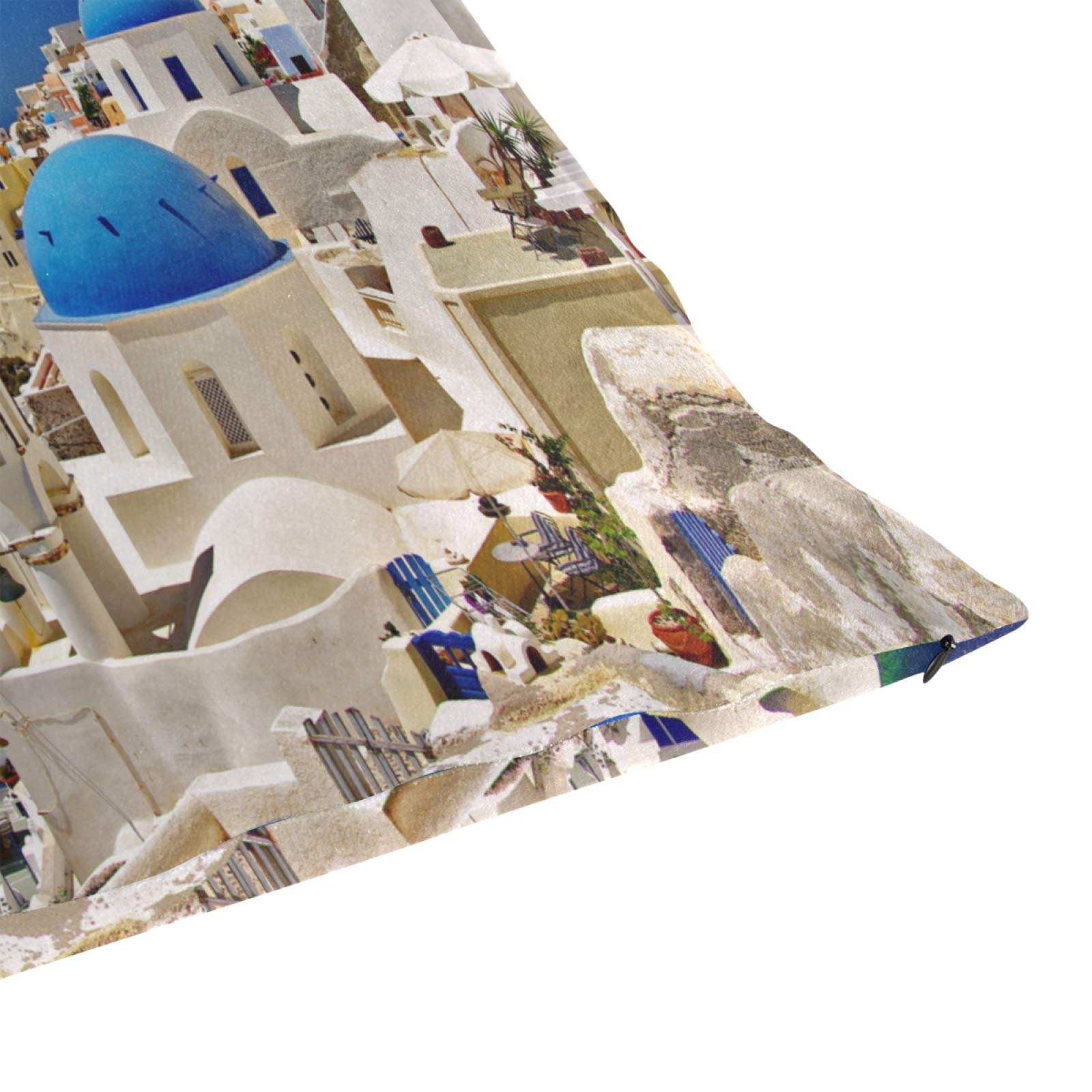Blueangle Santorini Pillow Covers 16x16 Inch - Square Decorative Throw Pillow Cases for Sofa, Couch & Home Decor - Farmhouse Style Accent Pillows for Living Room, Bedroom & Outdoor Use