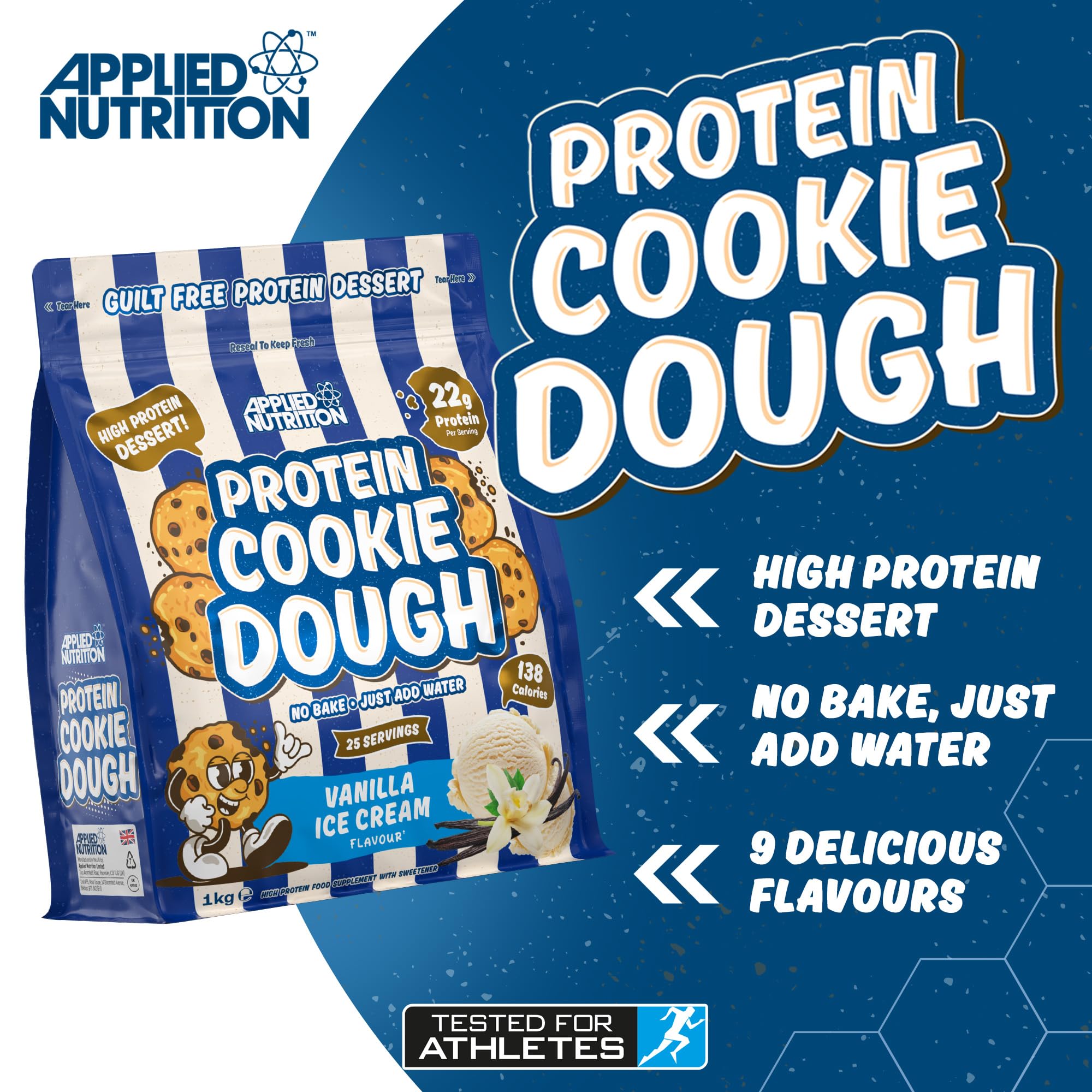 Applied Nutrition Protein Cookie Dough 1kg - High Protein Snack for Fitness & Weight Loss | Perfect for Post-Workout Recovery & Healthy Dessert