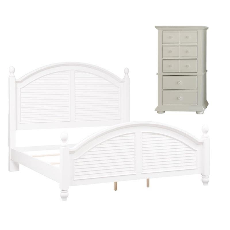 Home Square 2-Piece Queen Size Bedroom Set - Summer House Poster Bed with Matching Lingerie Chest | Perfect for Master Bedroom Decor & Guest Room Furniture