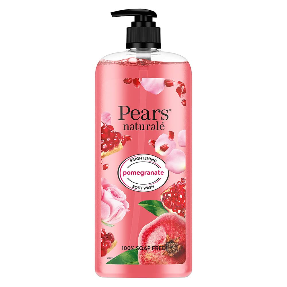 Pears Naturale Brightening Pomegranate Body Wash with Glycerin - Paraben Free, Soap Free, Eco-Friendly & Dermatologist Tested (750ml) - Hydrating & Gentle for Daily Shower & Sensitive Skin