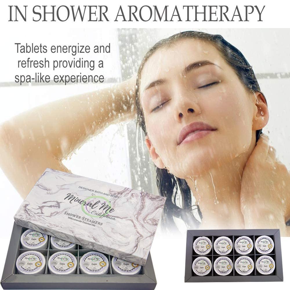 Eucalyptus & Lavender Aromatherapy Shower Steamers with Organic Essential Oils - Relaxing Shower Bombs for Spa-Like Steam Experience at Home - Perfect for Stress Relief & Better Sleep