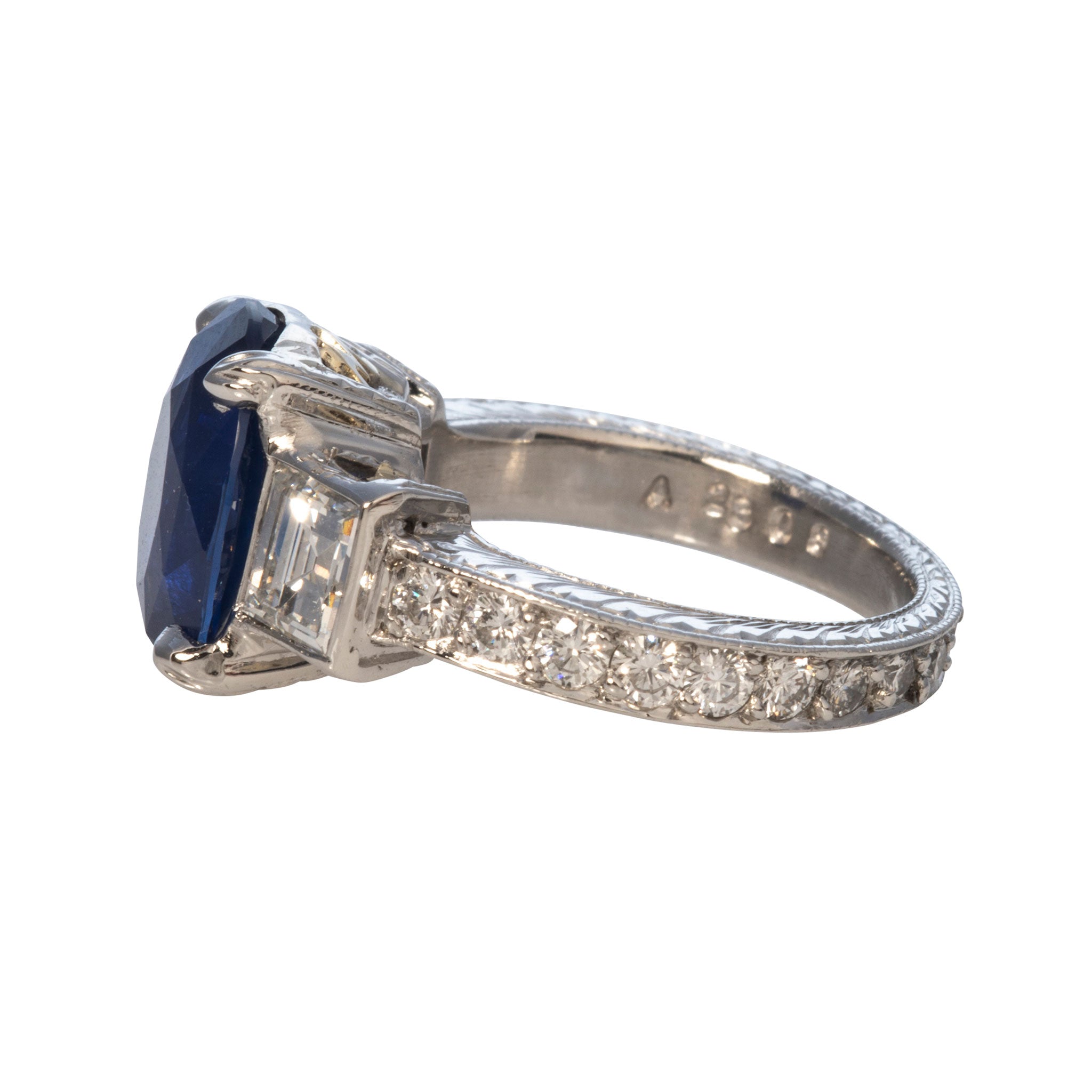 5ct Oval Sapphire & Diamond Platinum Ring - Vintage Estate Jewelry for Weddings, Anniversaries & Special Occasions