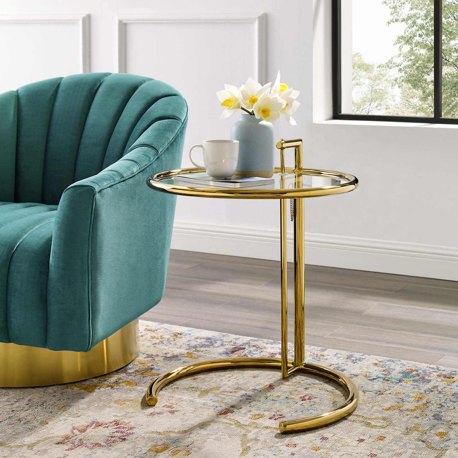 Eileen Gold Stainless Steel End Table - Modern Side Table for Living Room, Bedroom & Office - Durable Metal Accent Table with Sleek Design for Home Decor