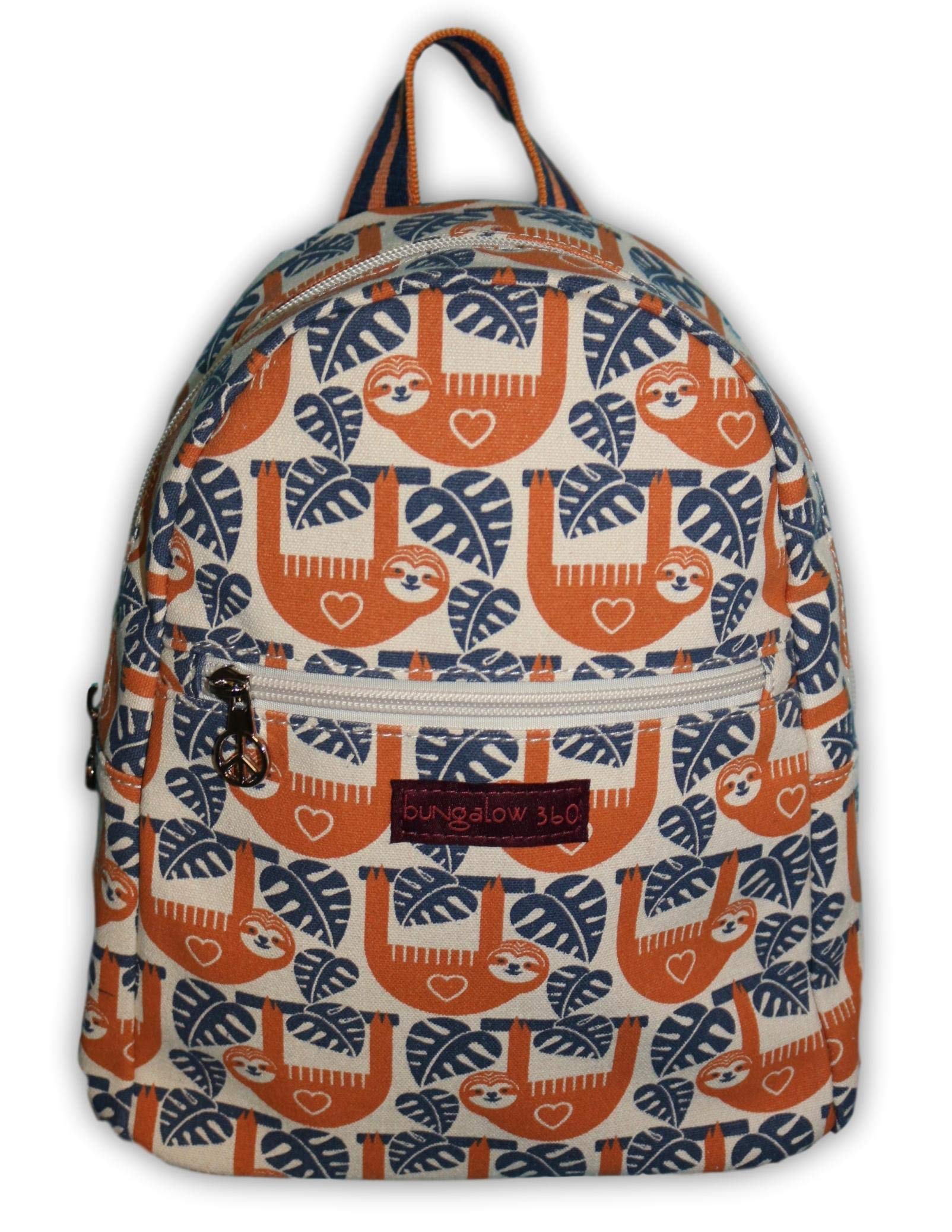 Bungalow 360 Adult Mini Backpack - Small Sloth Print Lightweight Travel Daypack for Hiking, Concerts & Festivals