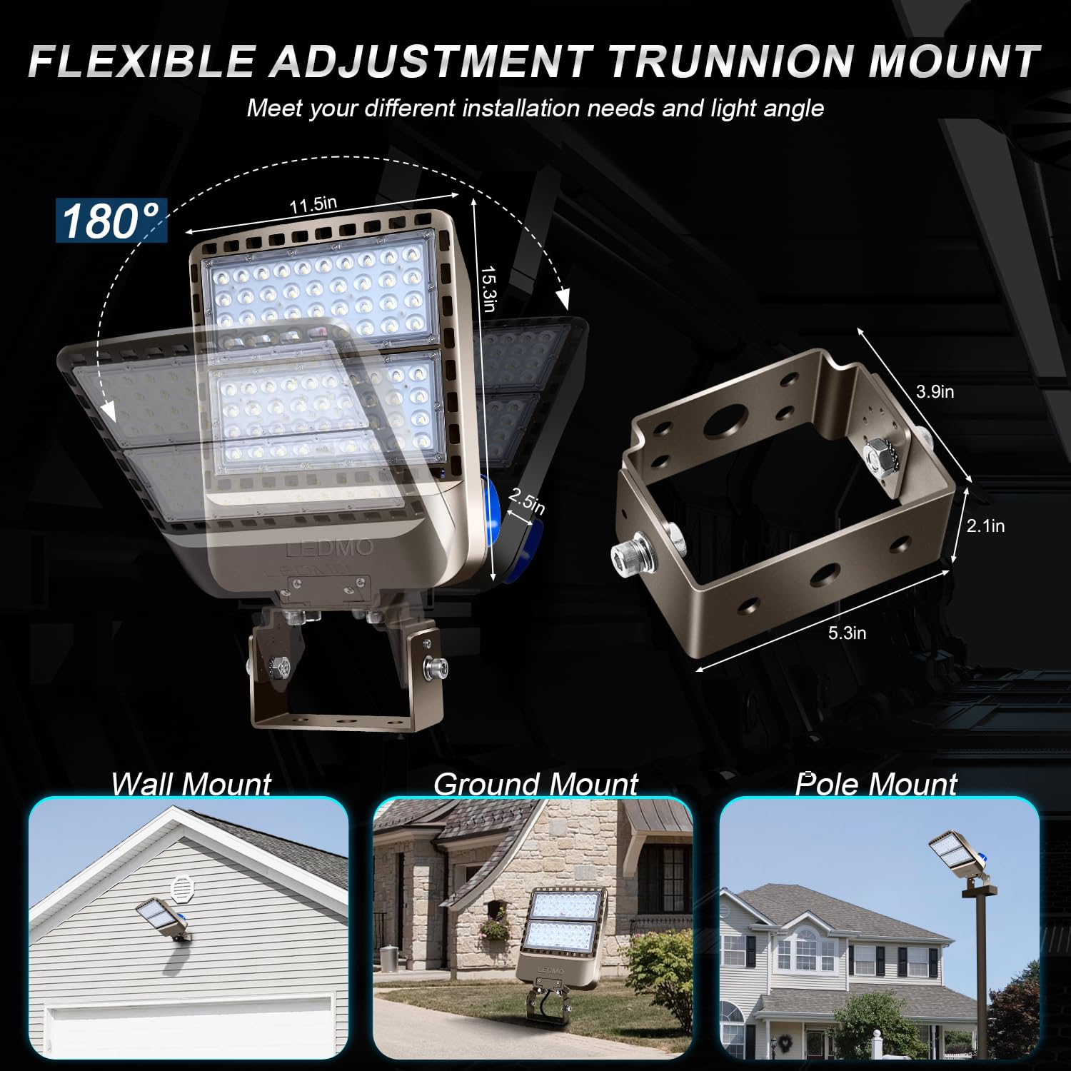 200W LED Parking Lot Lights with Photocell - Dusk to Dawn Outdoor Shoebox Lighting, 5000K Daylight White, Adjustable Trunnion Mount, IP65 Waterproof - Perfect for Commercial Parking Areas, Warehouses & Building Exteriors