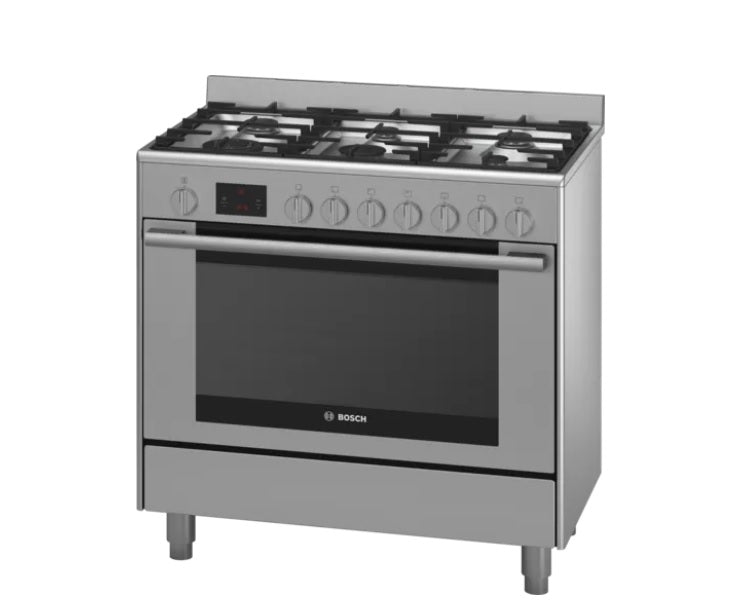 Dual Fuel Range Cooker Series 6 - 36 Inch Stainless Steel Professional Gas & Electric Oven with 6 Burners - HSB738357A - Perfect for Home Kitchen, Restaurant & Commercial Cooking