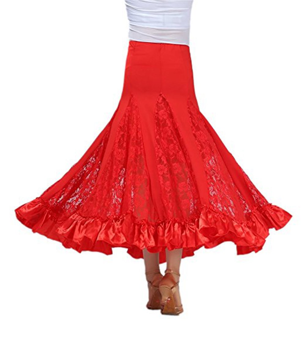 Elegant Ballroom Dance Skirt for Women - Long Swing Lace Skirt with Smooth Fabric for Latin, Waltz & Tango | Perfect for Dance Competitions & Performances