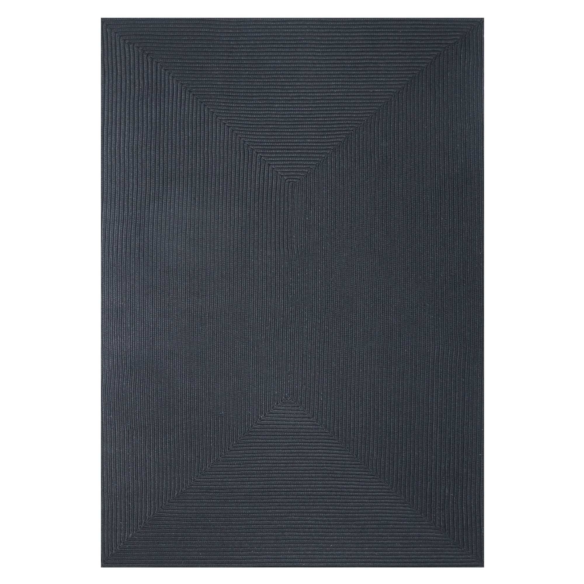 BNM Bohemian Indoor Outdoor Area Rug - Solid Braided Pattern Non-Slip Floor Mat for Backyard, Patio, Office & Living Room - 5x8 Feet Black Decorative Rug for Hardwood, Tile & Carpet Cover | Perfect for Home Decor, Dorm Room & Cozy Spaces