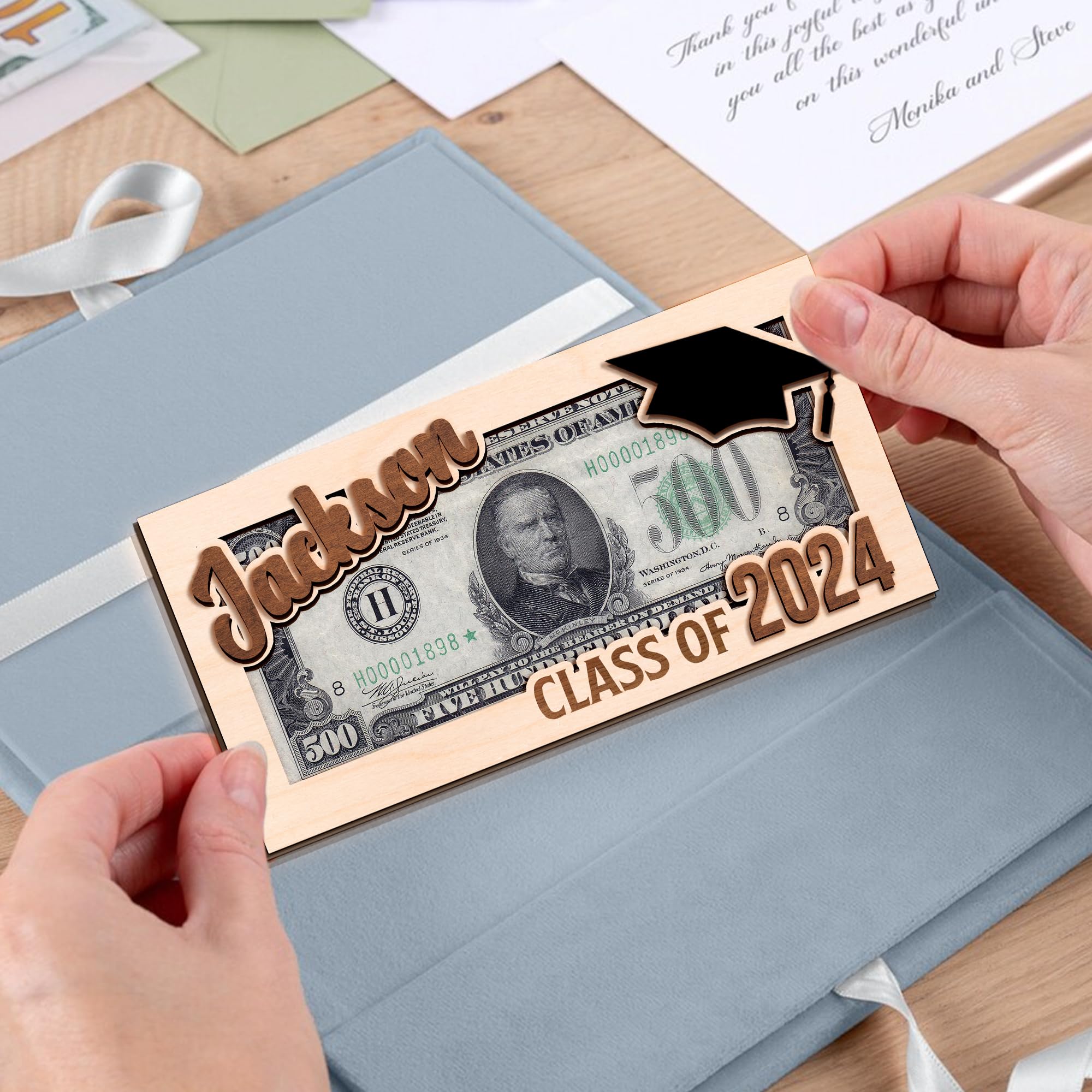 Personalized Graduation Money Holder - Class of 2024 Gift for High School & College Graduates | Cash Envelope Gift for Senior Students | Perfect Graduation Party Favor & Keepsake
